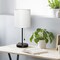 Modern Table Lamp, Simple with Cream Fabric Shade, Pull Chain Switch